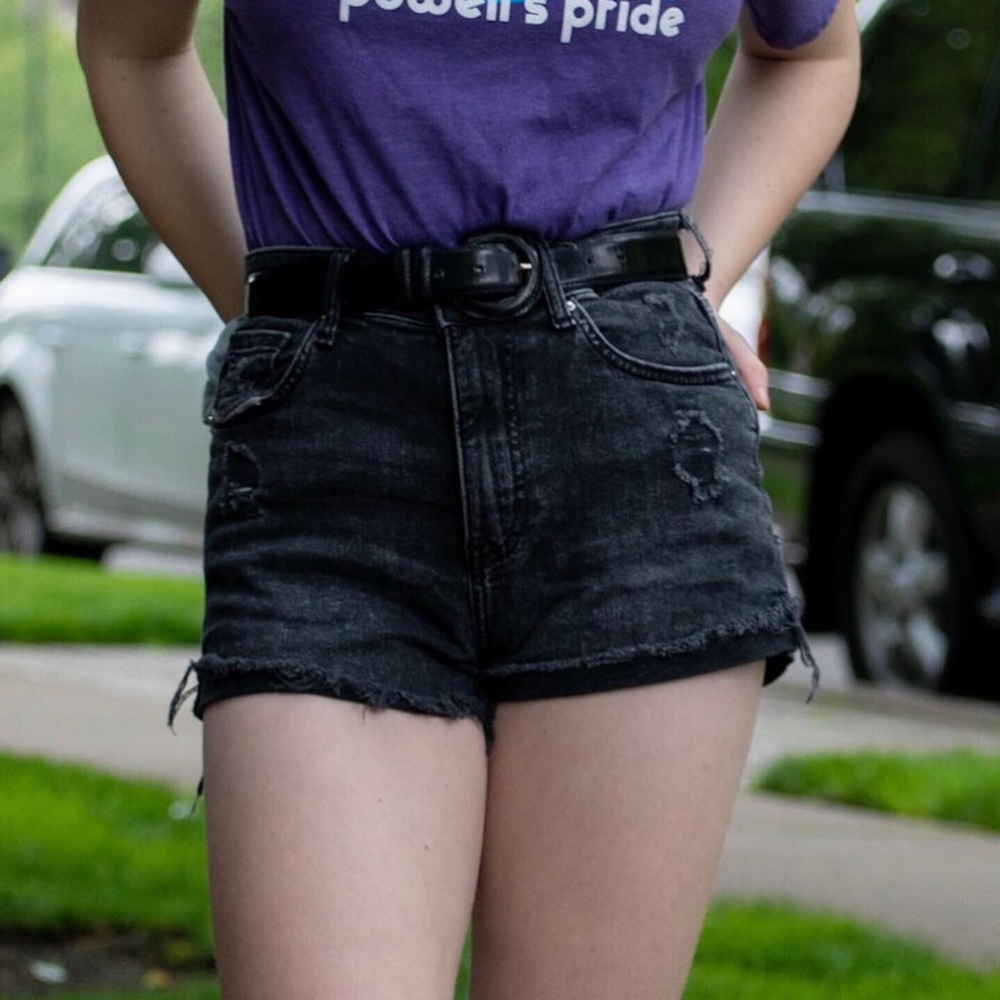 black jean shorts